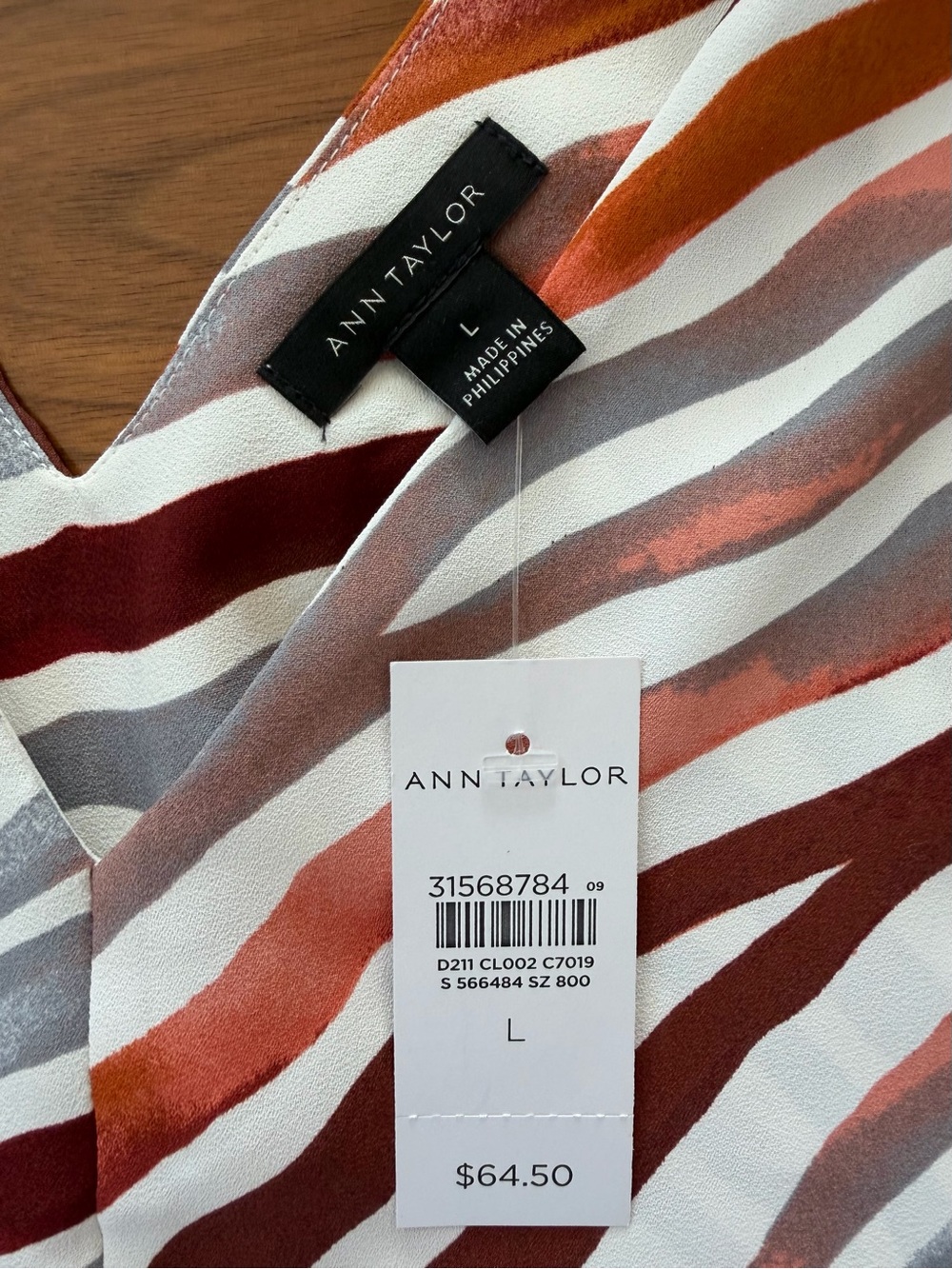 NWT Ann Taylor Zebra Stripe Moroccan Spice Sleeveless Peplum Top Size L Brown - Picture 3 of 16